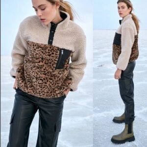 Rails Leopard Print Teddy Jacket with Black Accents